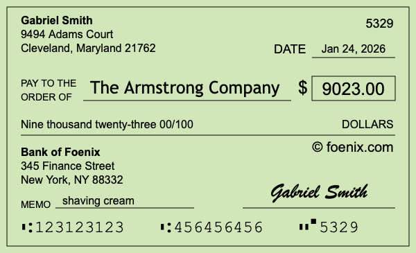 How to write a check for $9,023