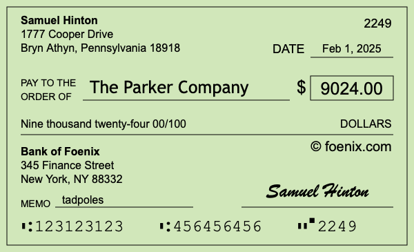 How to write a check for $9,024