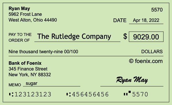How to write a check for $9,029