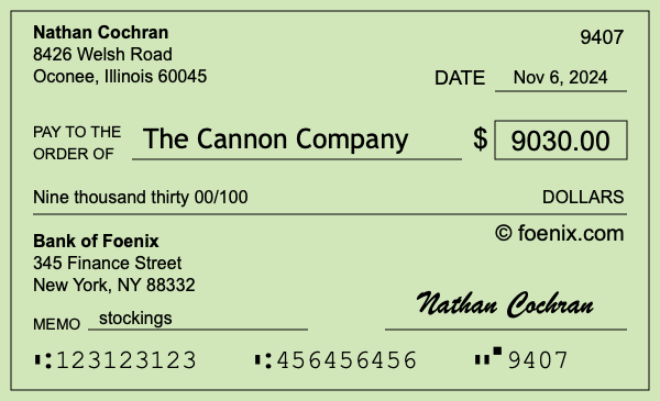 How to write a check for $9,030