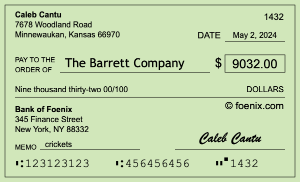 How to write a check for $9,032