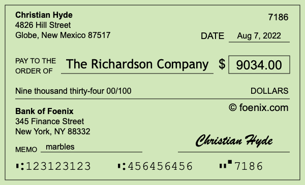 How to write a check for $9,034