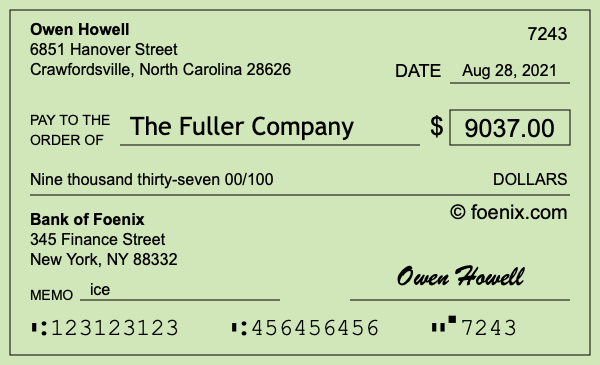 How to write a check for $9,037