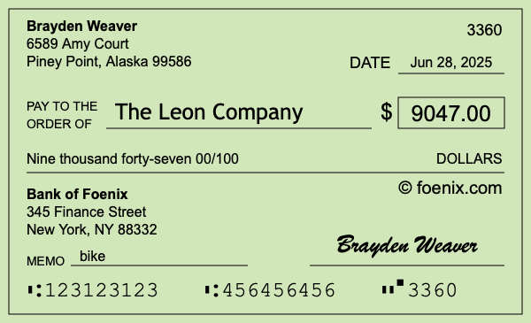 How to write a check for $9,047
