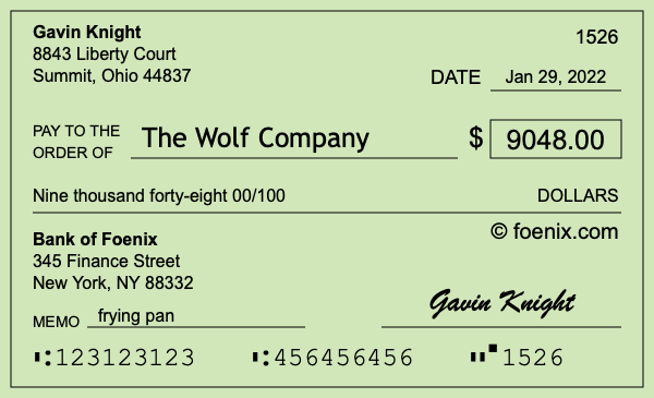 How to write a check for $9,048