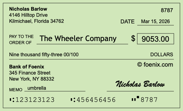 How to write a check for $9,053
