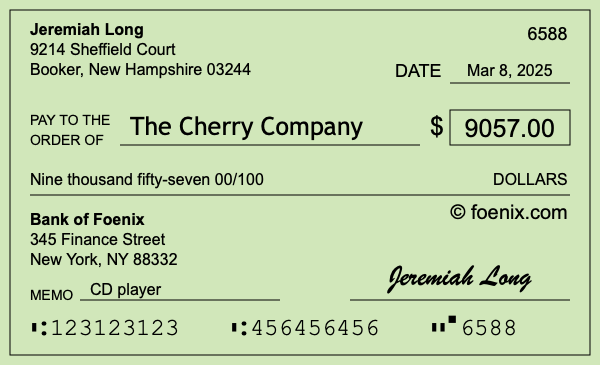 How to write a check for $9,057