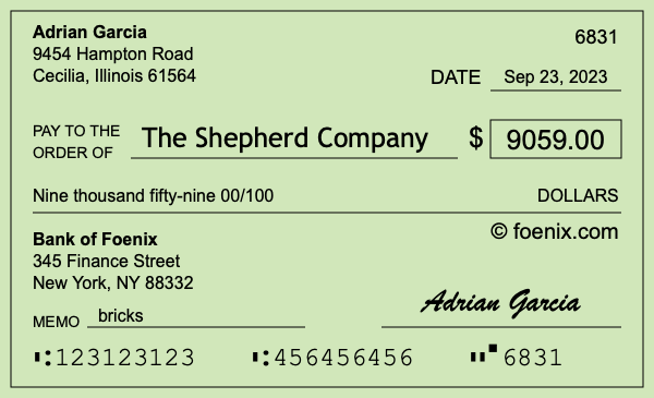 How to write a check for $9,059