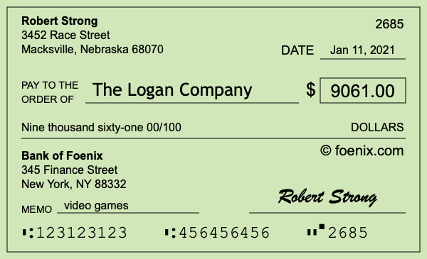How to write a check for $9,061