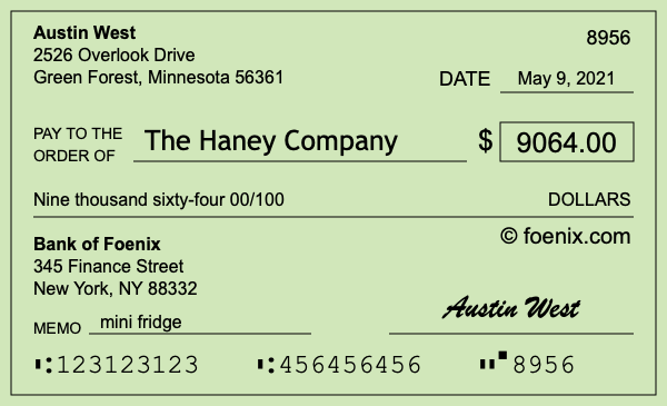 How to write a check for $9,064