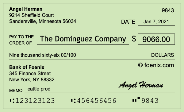 How to write a check for $9,066