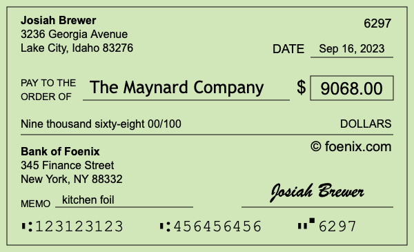 How to write a check for $9,068