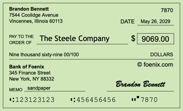 How to write a check for $9,069