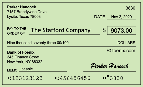 How to write a check for $9,073