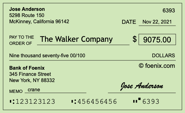 How to write a check for $9,075