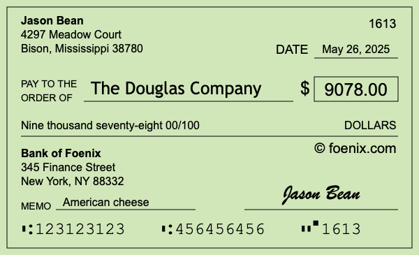 How to write a check for $9,078