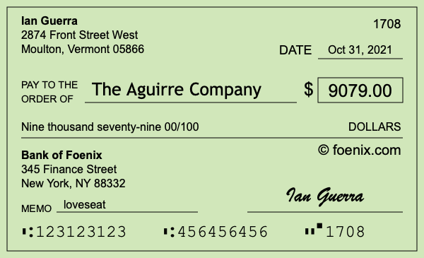 How to write a check for $9,079