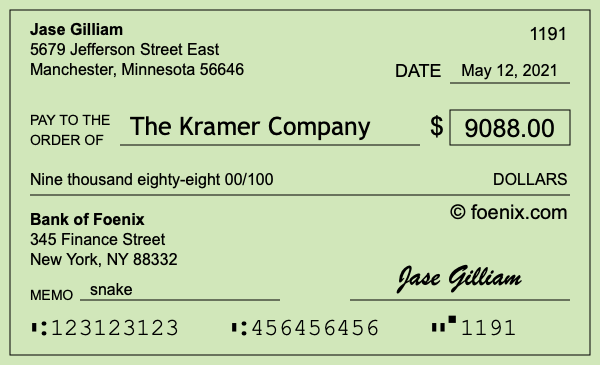 How to write a check for $9,088