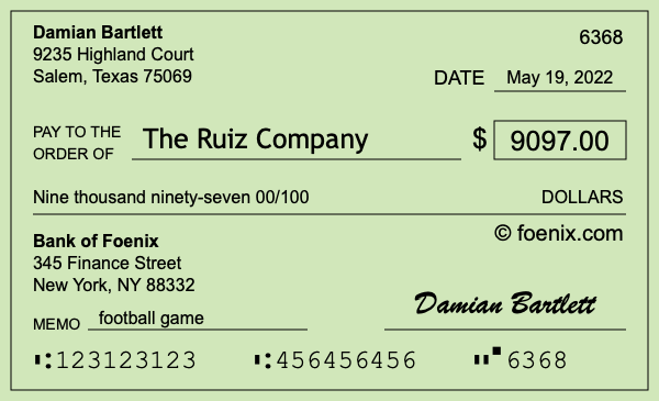 How to write a check for $9,097
