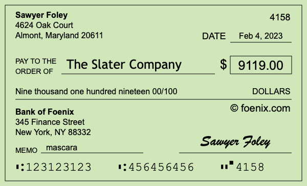 How to write a check for $9,119