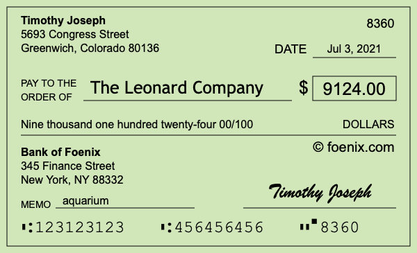 How to write a check for $9,124