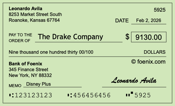 How to write a check for $9,130