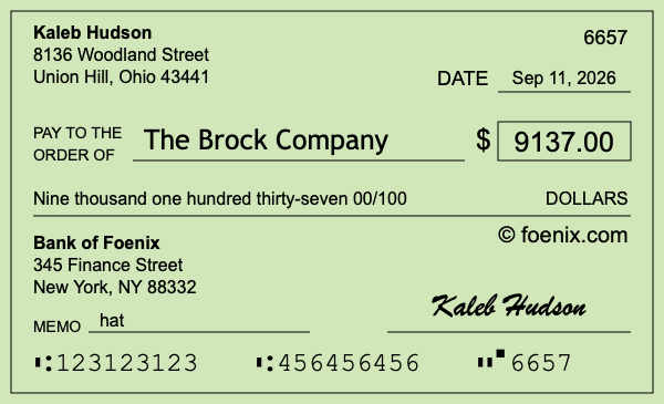 How to write a check for $9,137