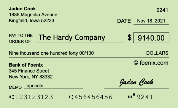 How to write a check for $9,140