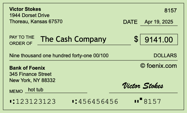 How to write a check for $9,141