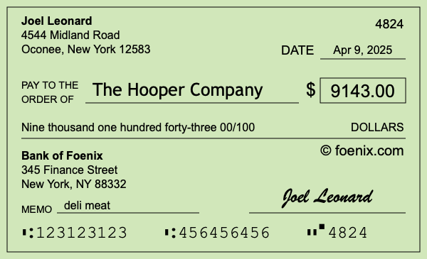 How to write a check for $9,143