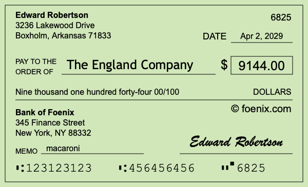 How to write a check for $9,144