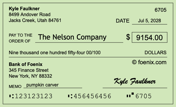 How to write a check for $9,154
