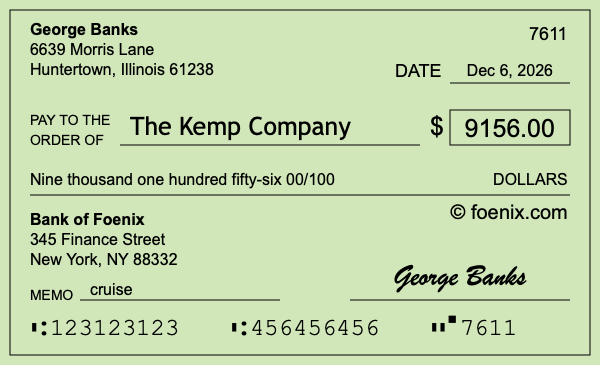 How to write a check for $9,156