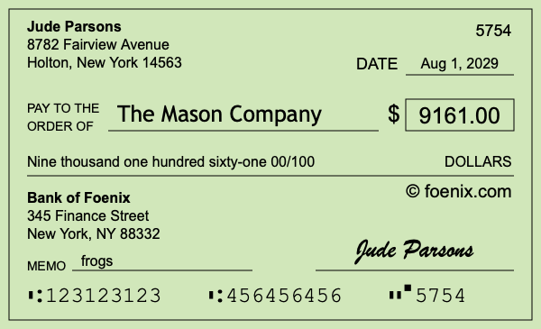 How to write a check for $9,161