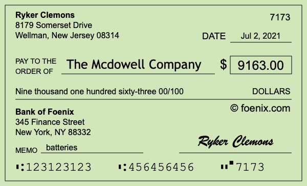 How to write a check for $9,163