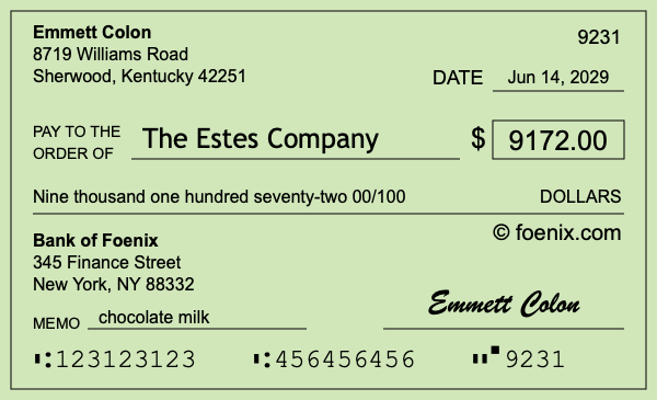 How to write a check for $9,172