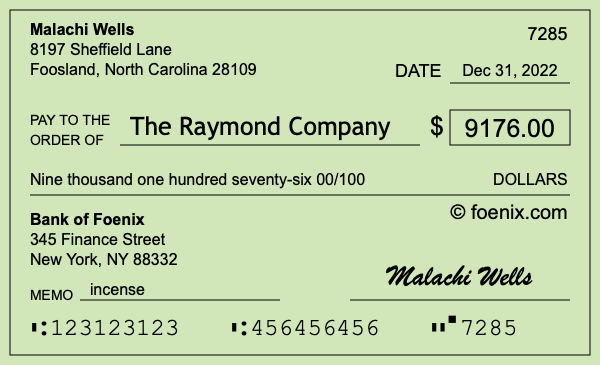 How to write a check for $9,176
