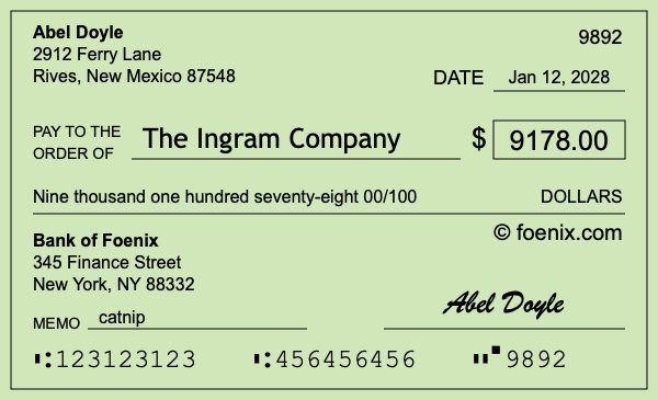 How to write a check for $9,178