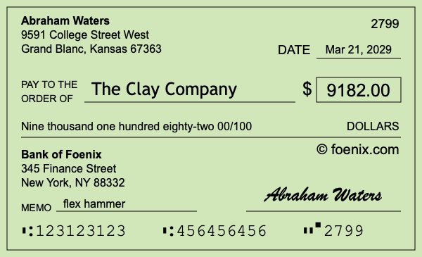 How to write a check for $9,182