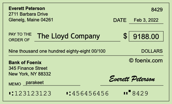 How to write a check for $9,188