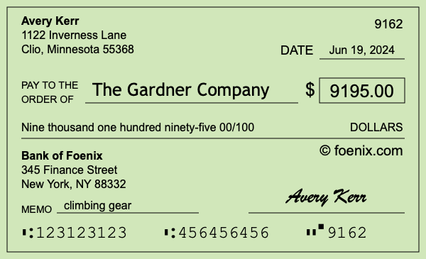 How to write a check for $9,195