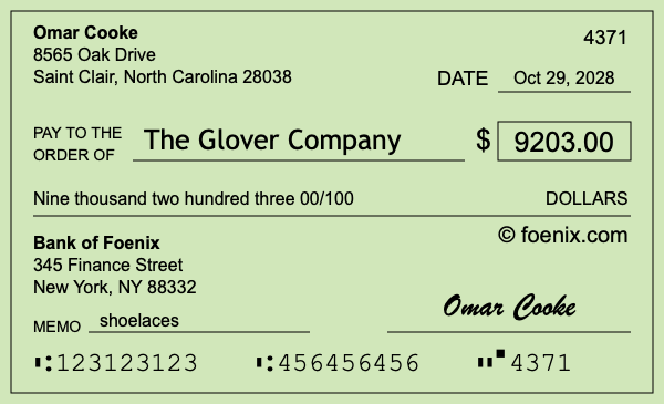How to write a check for $9,203