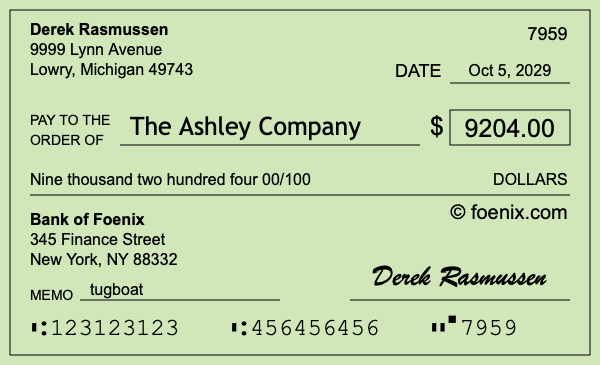 How to write a check for $9,204