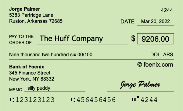 How to write a check for $9,206