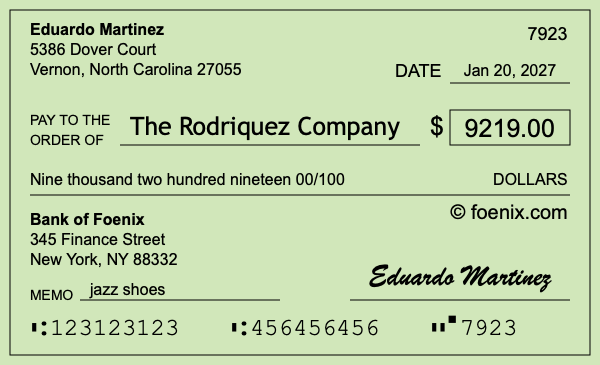 How to write a check for $9,219