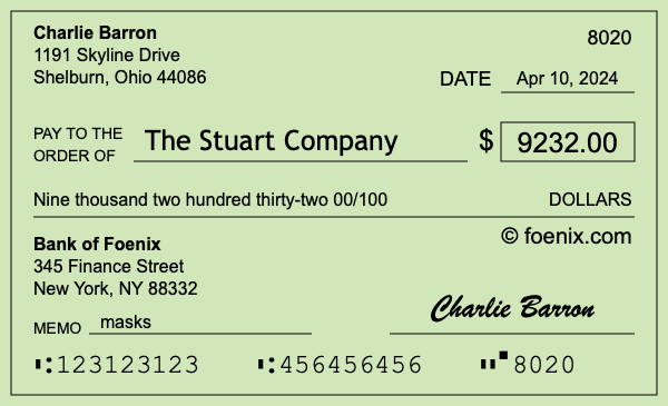 How to write a check for $9,232