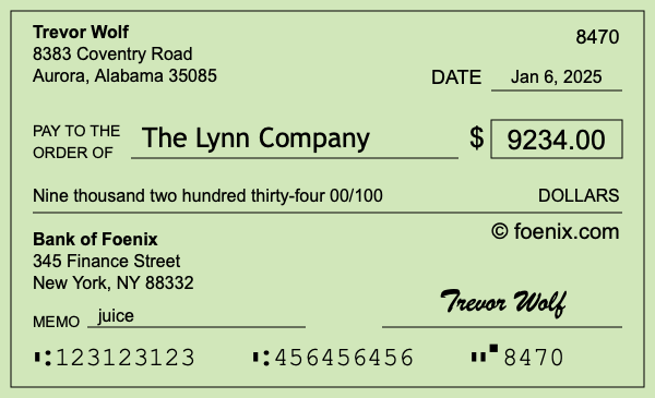 How to write a check for $9,234