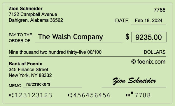 How to write a check for $9,235