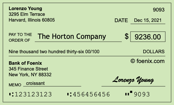 How to write a check for $9,236