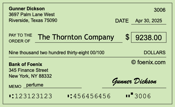 How to write a check for $9,238